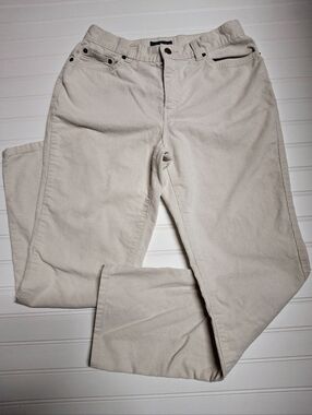 Lauren Jeans Co Classic Cream Corduroy Pants Size 8 Petite